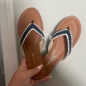 New never worn Jack Rogers Tan and Navy Sandals with Braided Strap